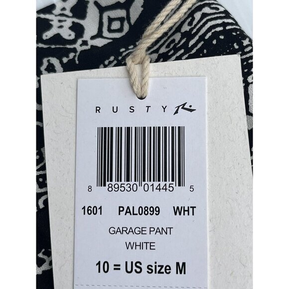 Rusty White Black Printed Casual Lightweight Grage Pants Size M - Picture 7 of 16